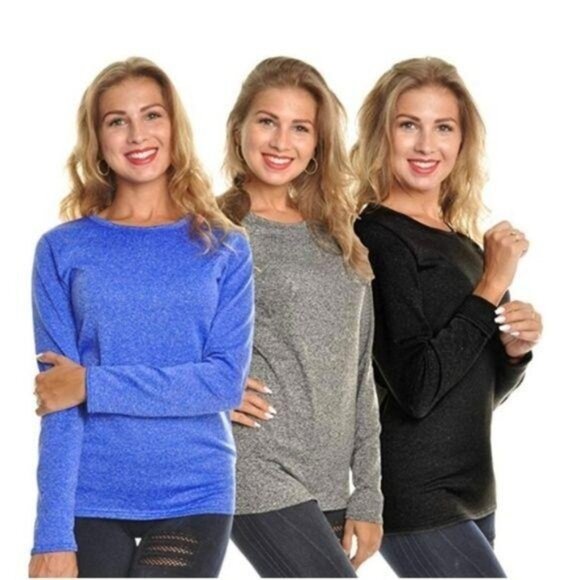 Angelina Bundle Of Three Cozy Long Sleeve Tees Fleece Lined - Picture 2 of 2